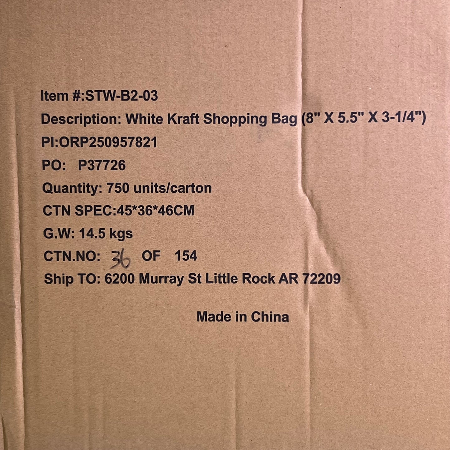 ZA@ STAIRWAY CANNABIS (750 Bags) White Kraft Shopping Bag Sz 8" x 5.5" x 3 1/4" STW-B2-03