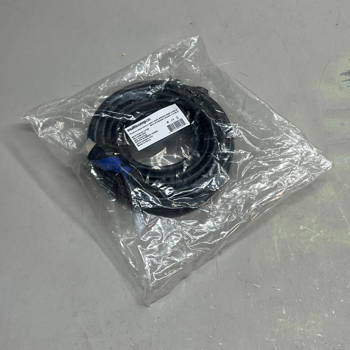 ZA@ MULTICOMP PRO High Speed HDMI Cable W/ Ethernet 28 AWG  25' Black 24-14708