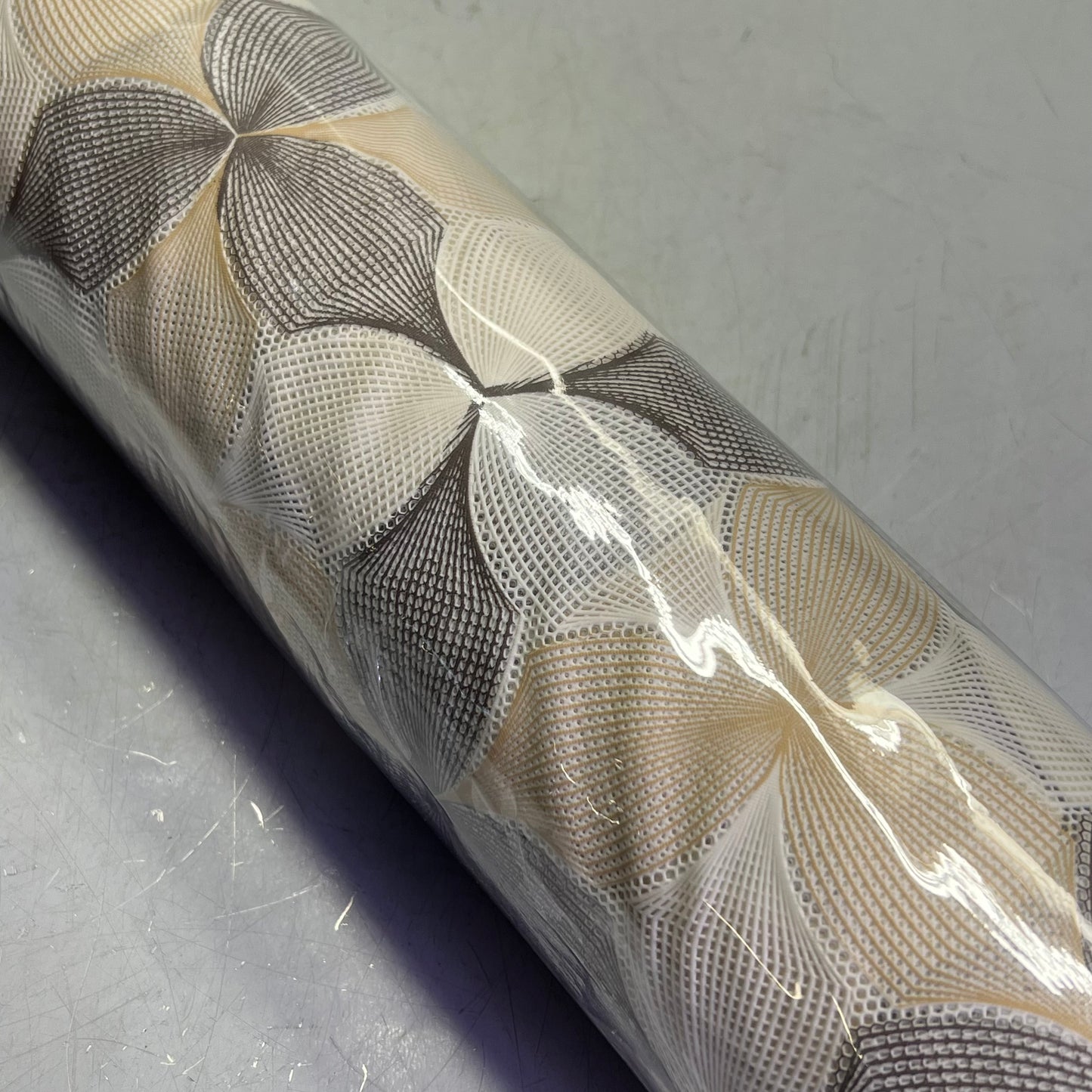 PVC Faux Crochet Floral Pattern Tablecloth 54"x60' Brown/Tan/White