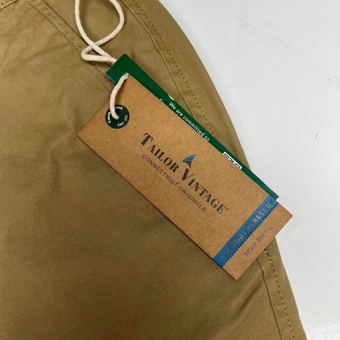 TAILOR VINTAGE Stretch Twill Pull on Short Lightweight Men's Sz M Kelp 1101