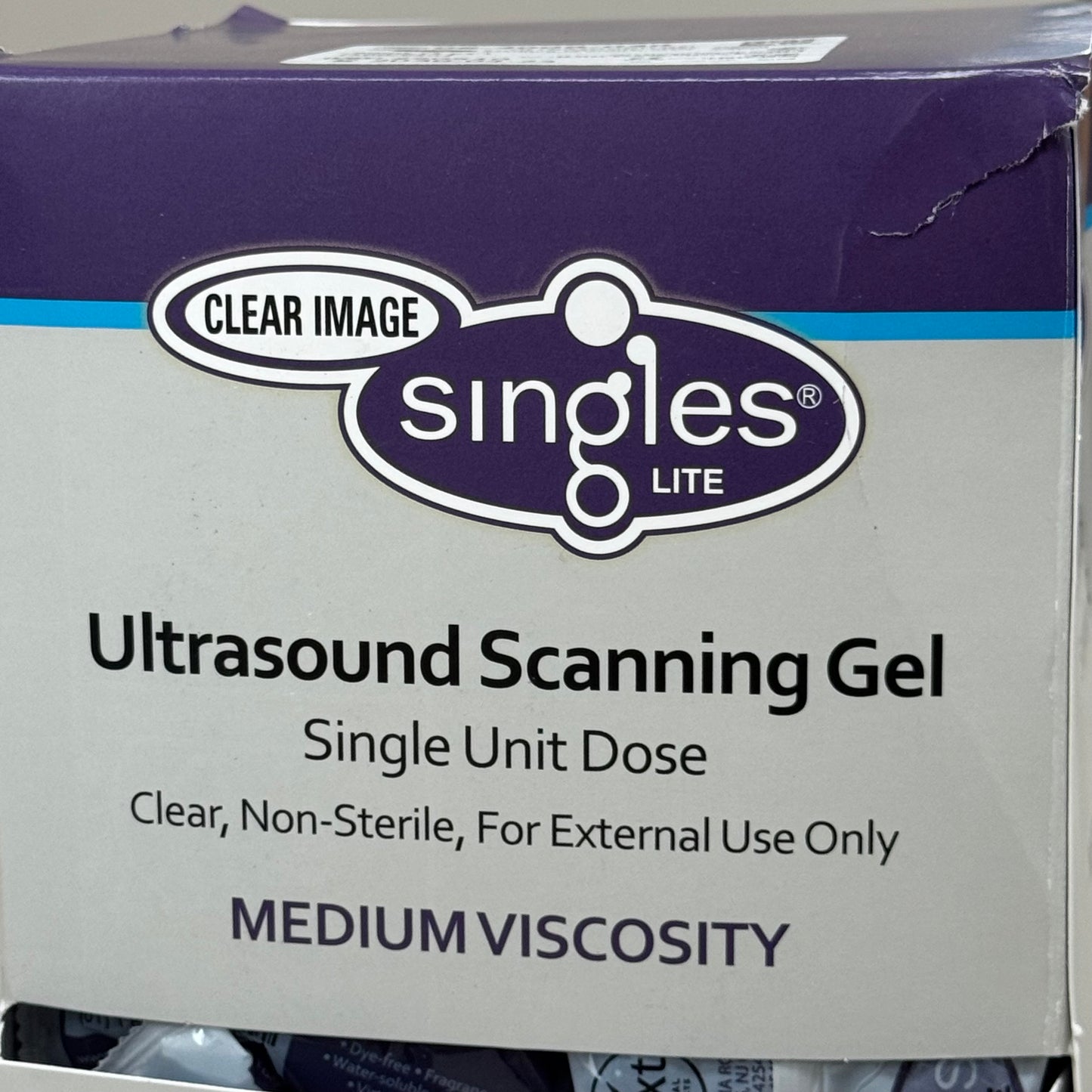 SINGLES  (100 Gel Packets) Medium Viscosity Ultrasound Scanning Gel  1fl oz per packet (New Other- Slight Damage To Package)