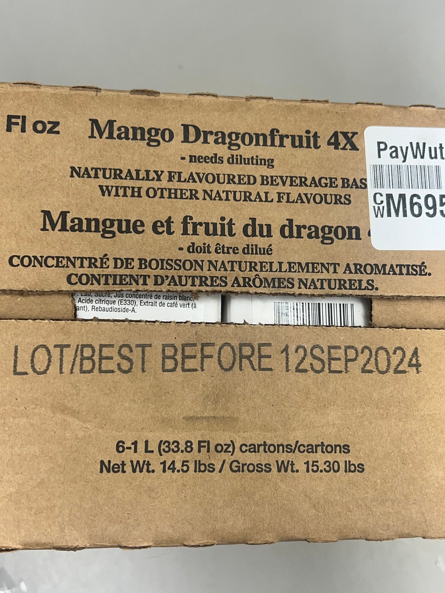 ZA@ STARBUCKS (6 PACK) Mango Dragon Fruit 4X Naturally Flavored Beverage Base 1 L BB 09/24 11125332 A