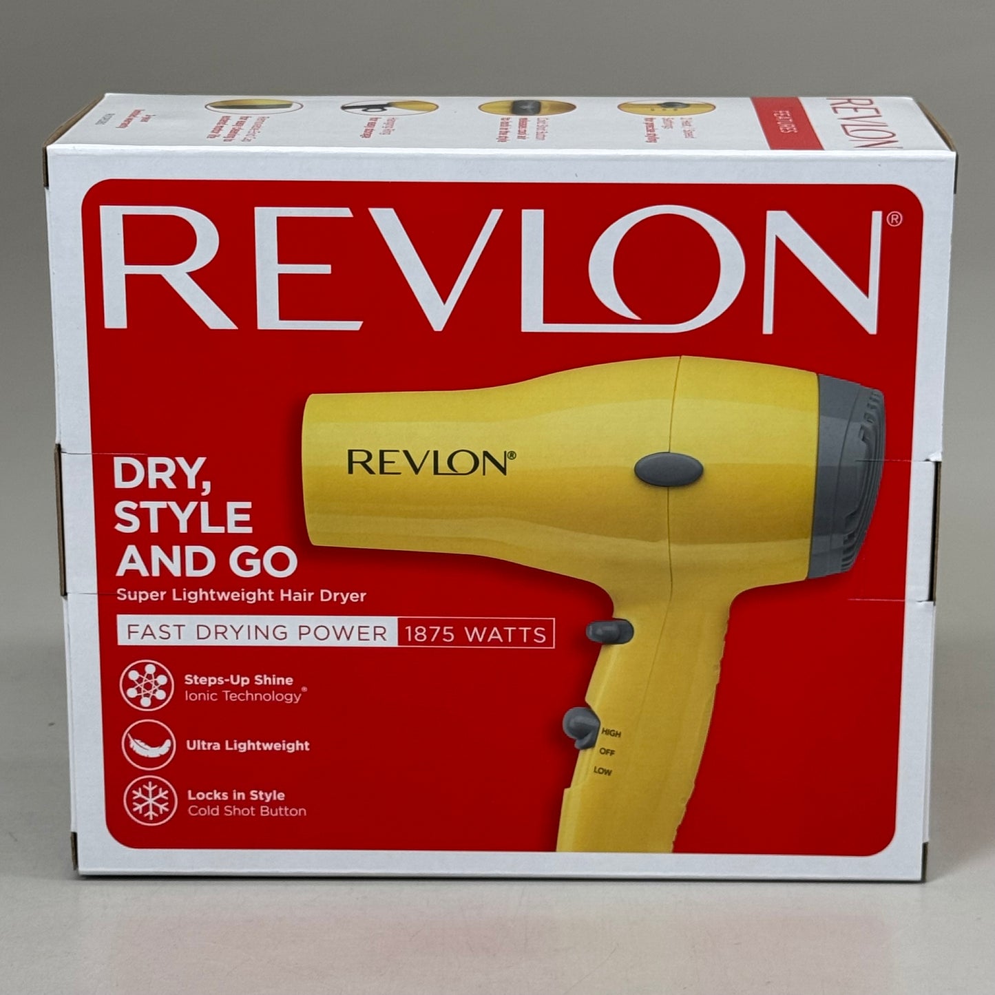 REVLON Super Lightweight and Compact 1875W Ionic Hair Dryer Yellow RV477