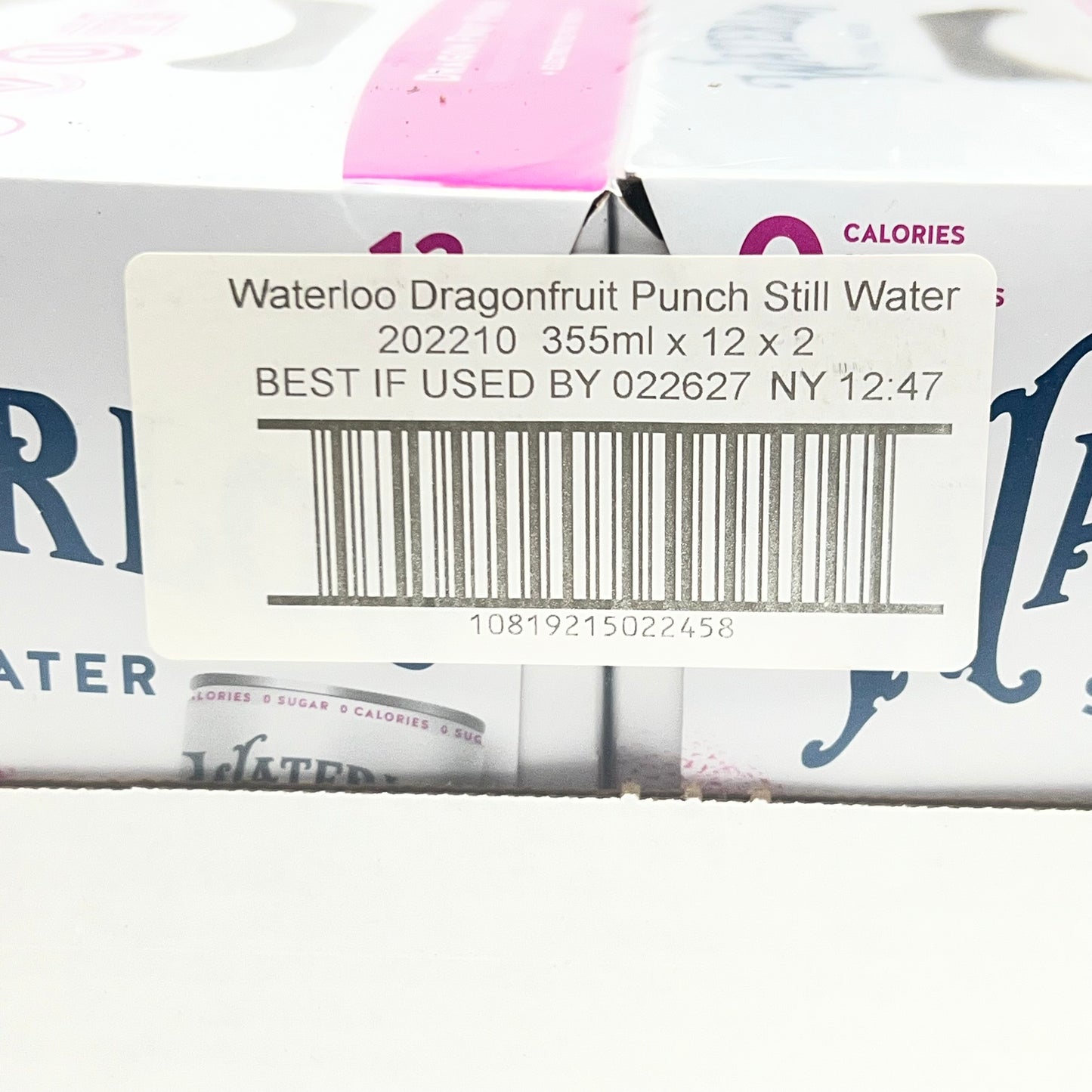 ZA@ WATERLOO (24 PACK) Dragonfruit Punch Still Water 12 fl oz. BB 02/27
