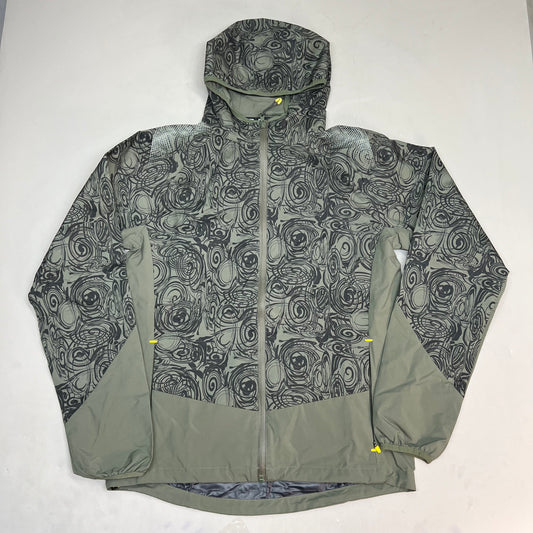 BMW Waterproof Lightweight Active Jacket Full Zip Mens Sz M Olive Scribble Print