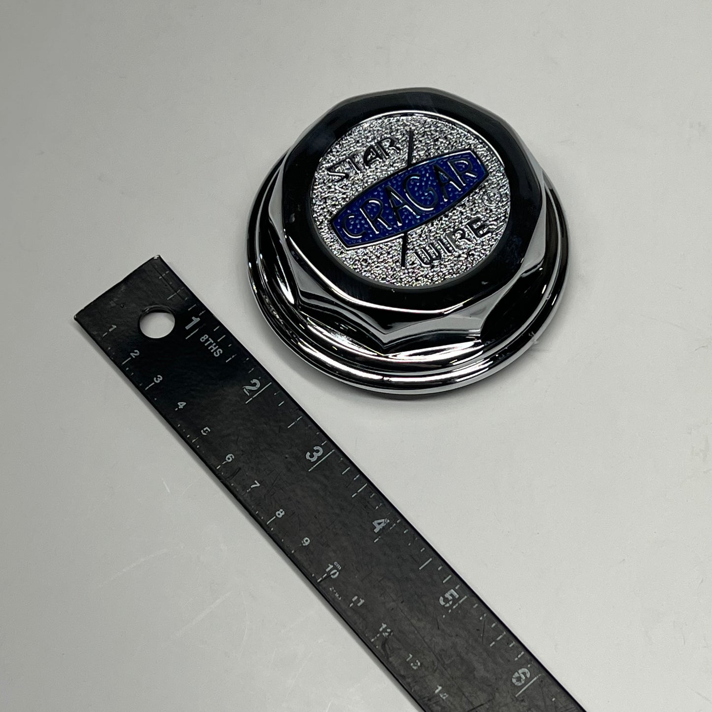 CRAGAR Universal Fit Aluminum Wheel Cap  For 16"-3.5" Dia Chrome/Blue A-6026115
