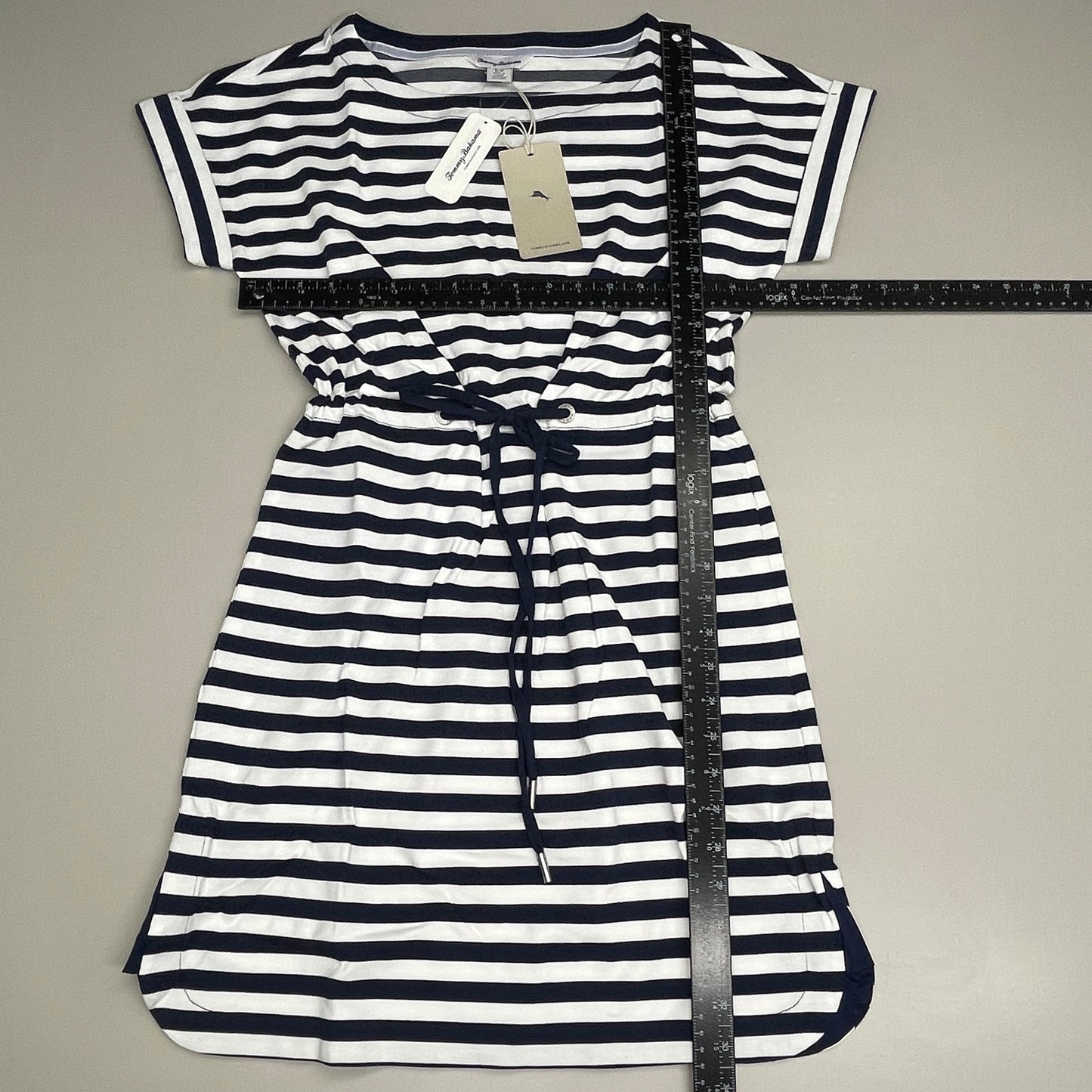 TOMMY BAHAMA Women's Short Sleeve Amira Stripe Short Dress Size S Island Navy (New)