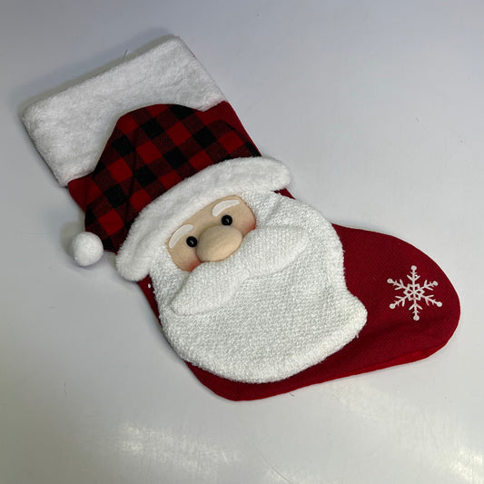 GERSON (2 PACK) Christmas Santa & Snowman Fabric Stocking 18" Red/White 2801830