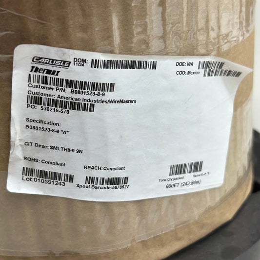 CARLISLE 2 Single COND Braided Tin Coated Copper Wire   8AWG, 800'  White SMLTH8-9