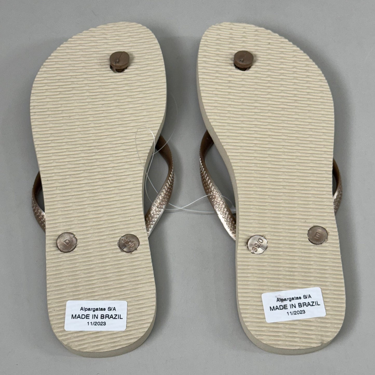 ZA@ HAVAIANAS High Quality Rubber Slim Flip Flops Non-Slip Women's 9/10 Sand Grey Light E