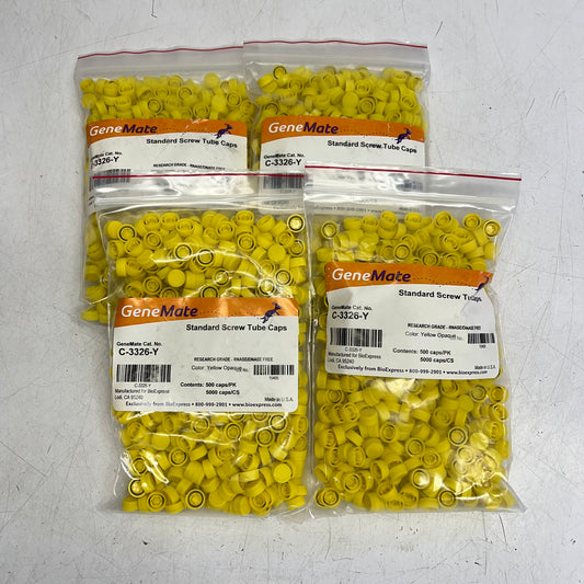 ZA@ GENE MATE (4 PACK, 500 EACH) Standard Screw Tube Caps  Yellow C-3326-Y