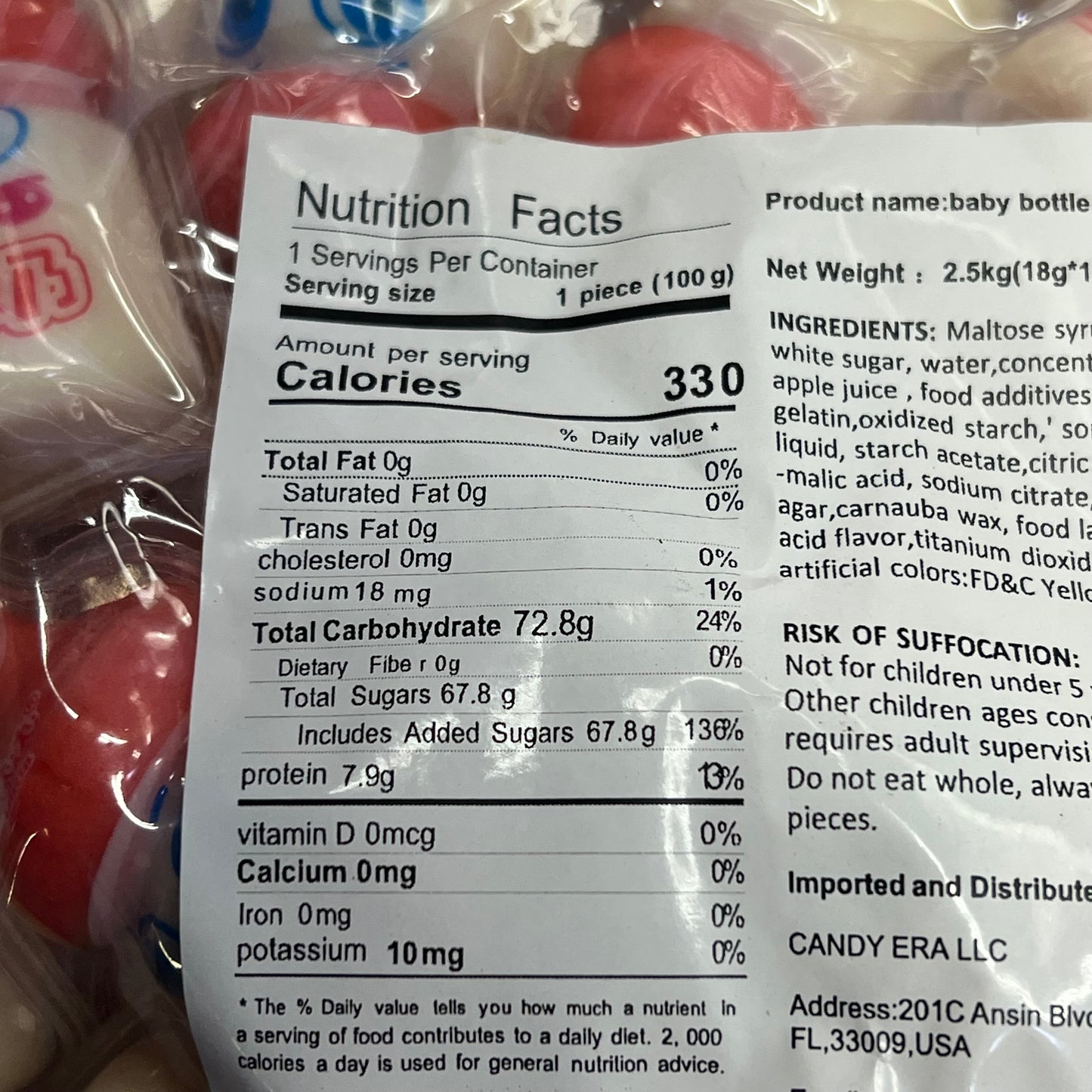 DEER DADA (5 LBS BAG) Individually Wrapped Baby Bottle Filled Gummy Candy BB 05/26