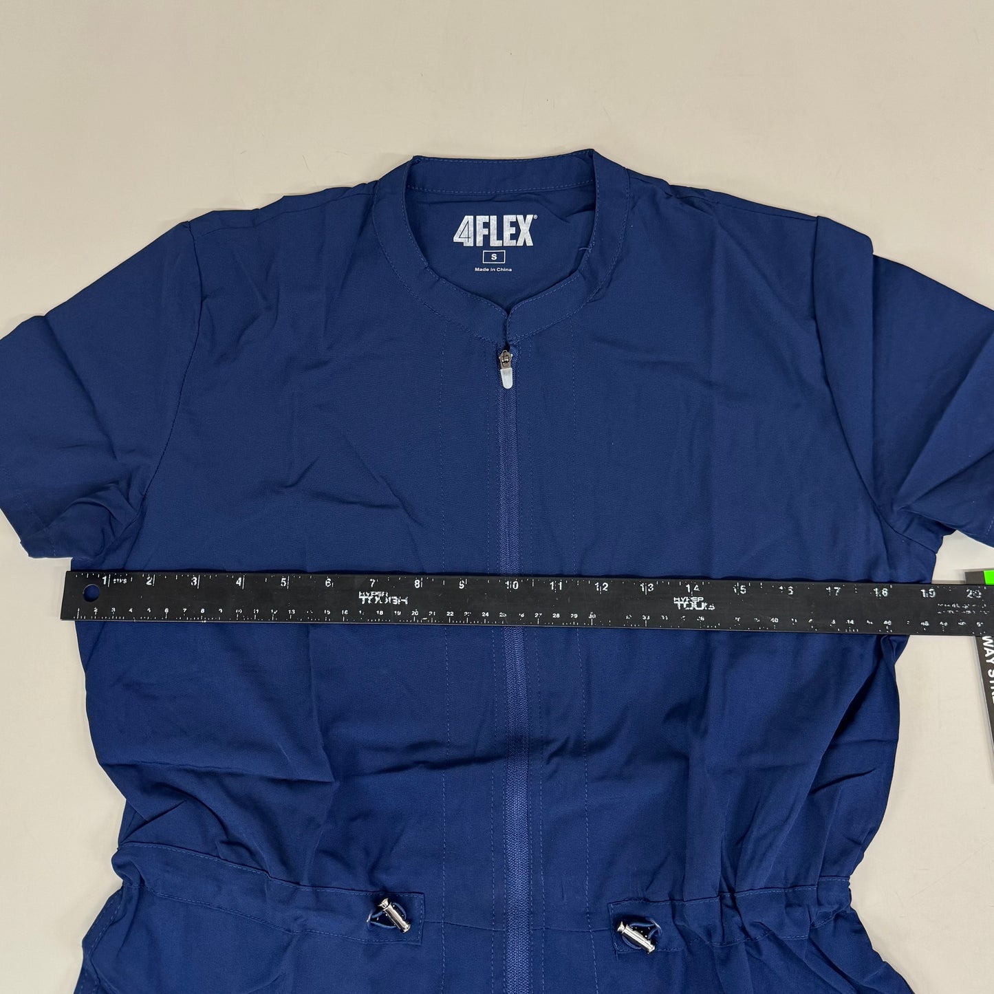 GREEN TOWN 4 Flex Scrubs Jumpsuit Cinch In Waist Women's Sz S Indigo GFX-023AST