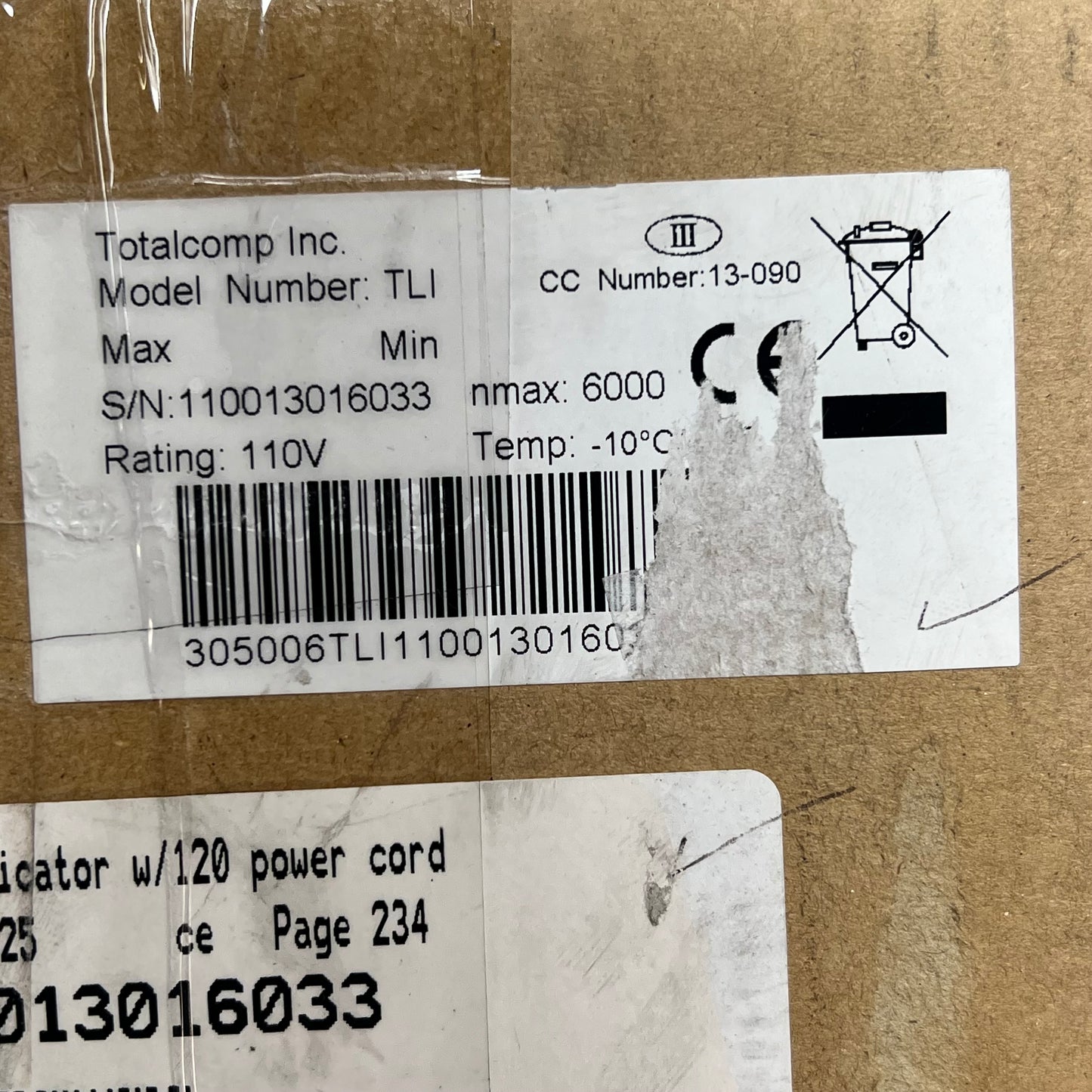 TOTAL COMP INC Stainless Steel Weight Indicator W/Power Cord 2" LCD 110013016033