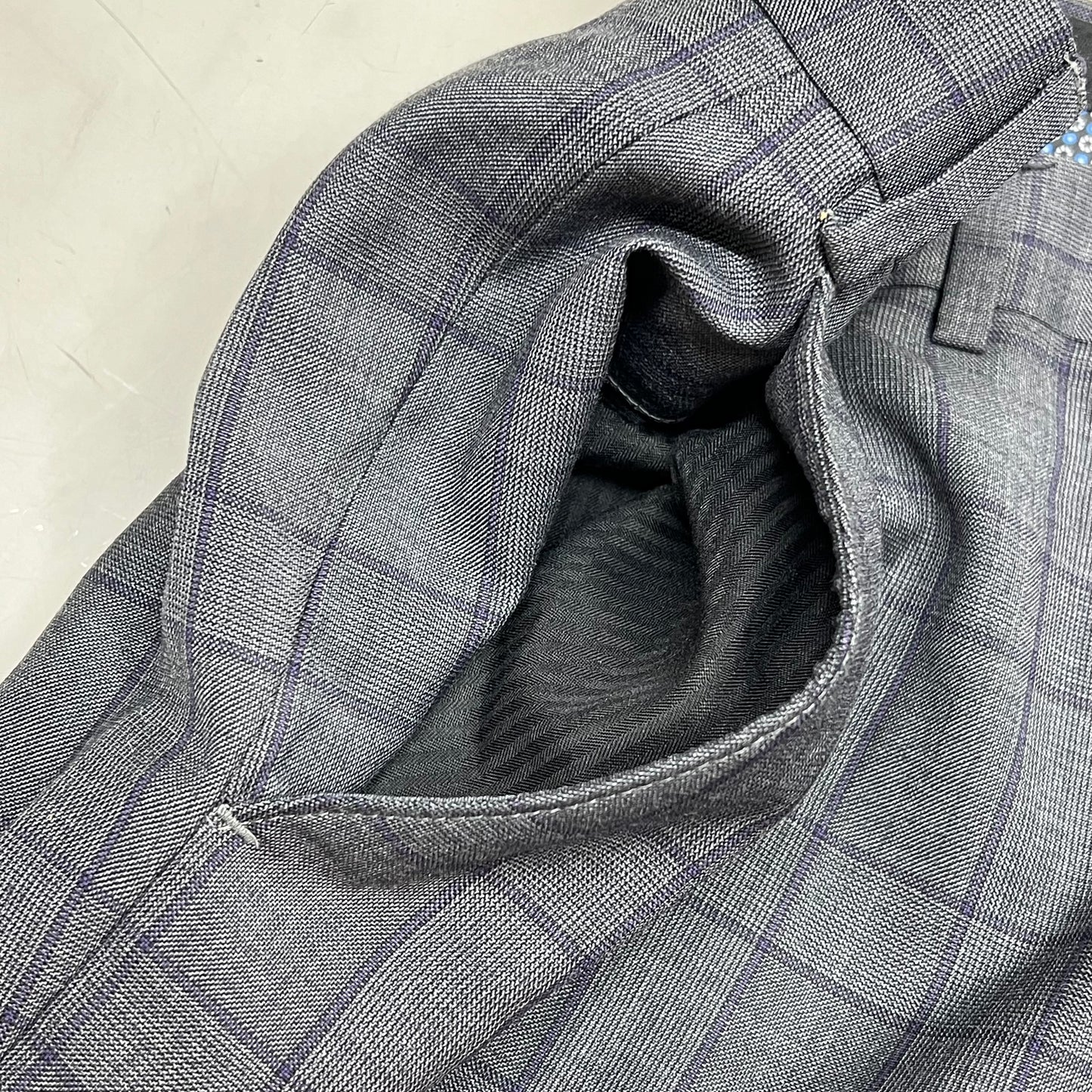 RALPH LAUREN  70% Wool Hand Tailored Suit Set Men's Sz 42 L Grey Purple Plaid (Pre-Owned)