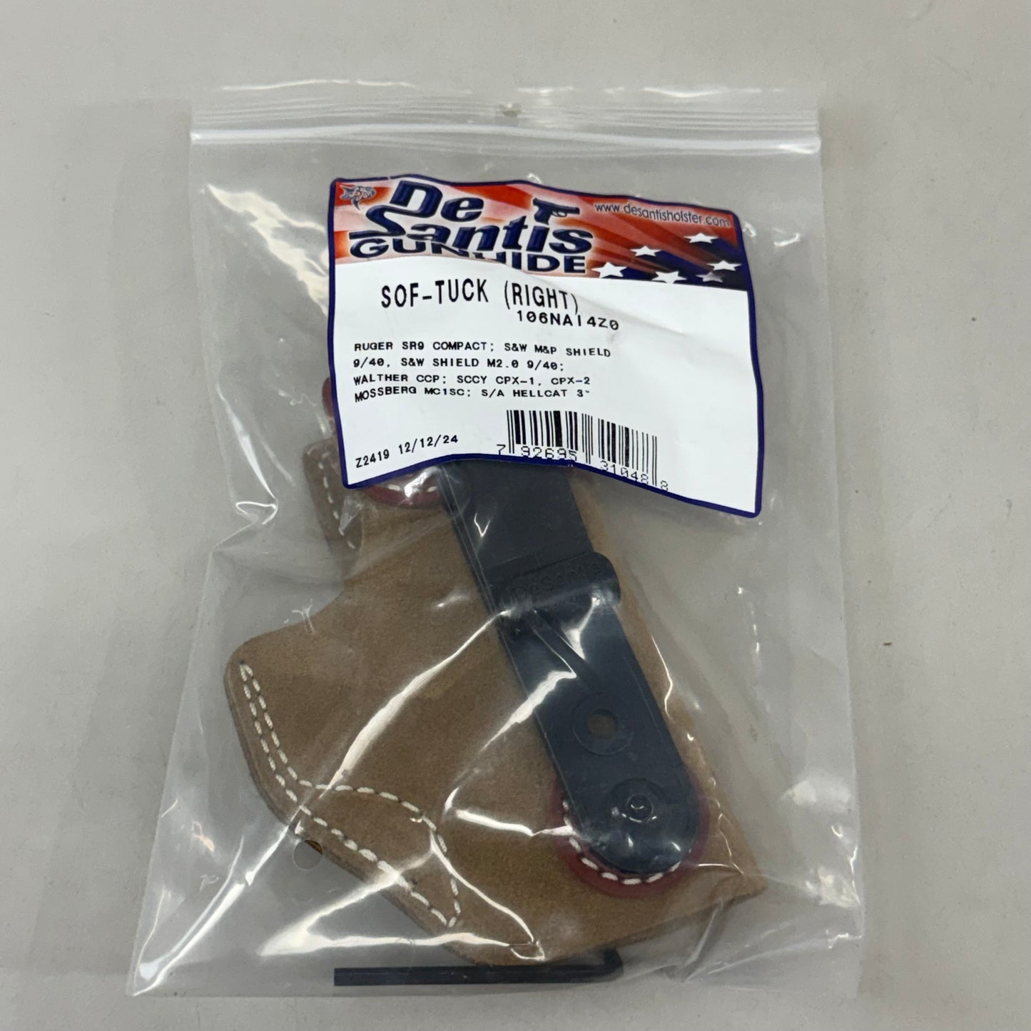 DESANTIS Inside The Waistband Holster RH Sof Tuck Gunhide Tan 106NAI4Z0