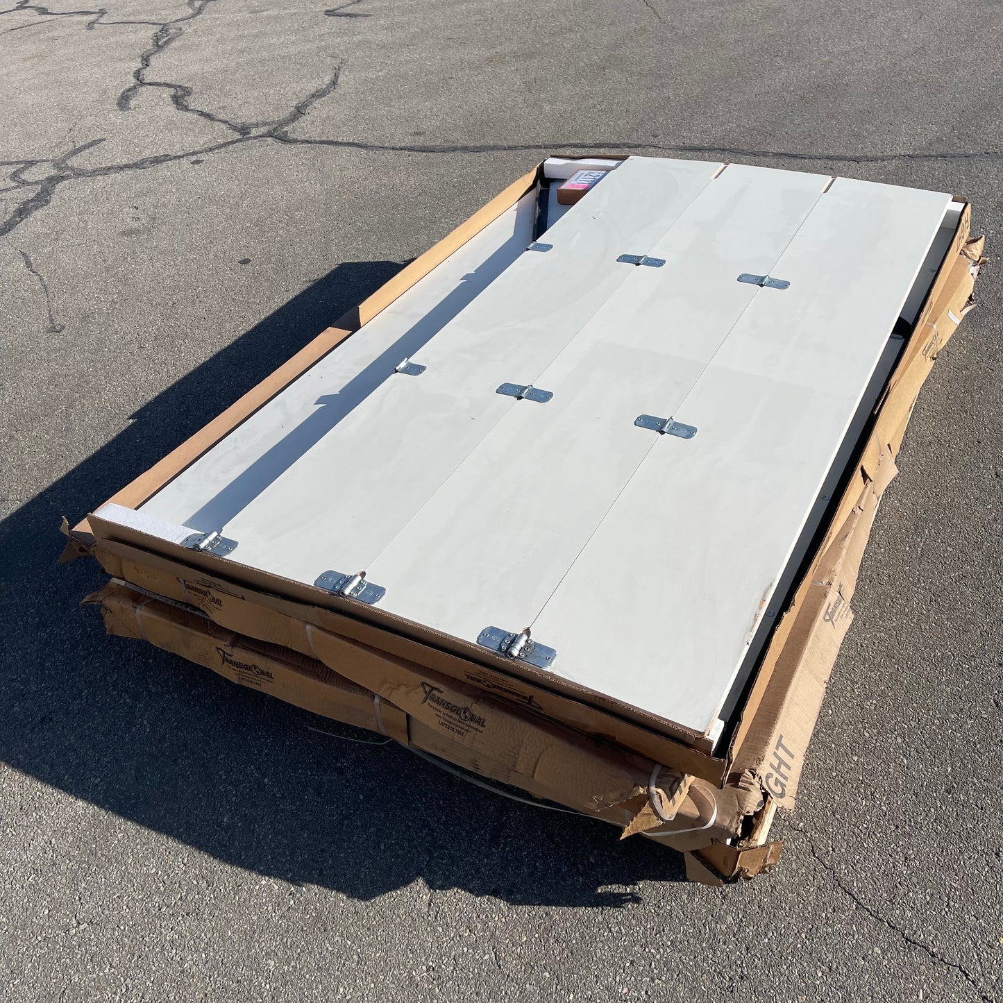 ZA@ Pallet of TRANSGLOBAL Roll-up Doors & Hardware 96”x105” White TGU96X105 (AS-IS)