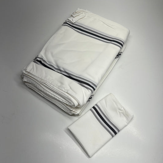HELLENA FASHION (50 PACK) Cloth Napkins 21"x18" White W/ Black Bistro NP0086