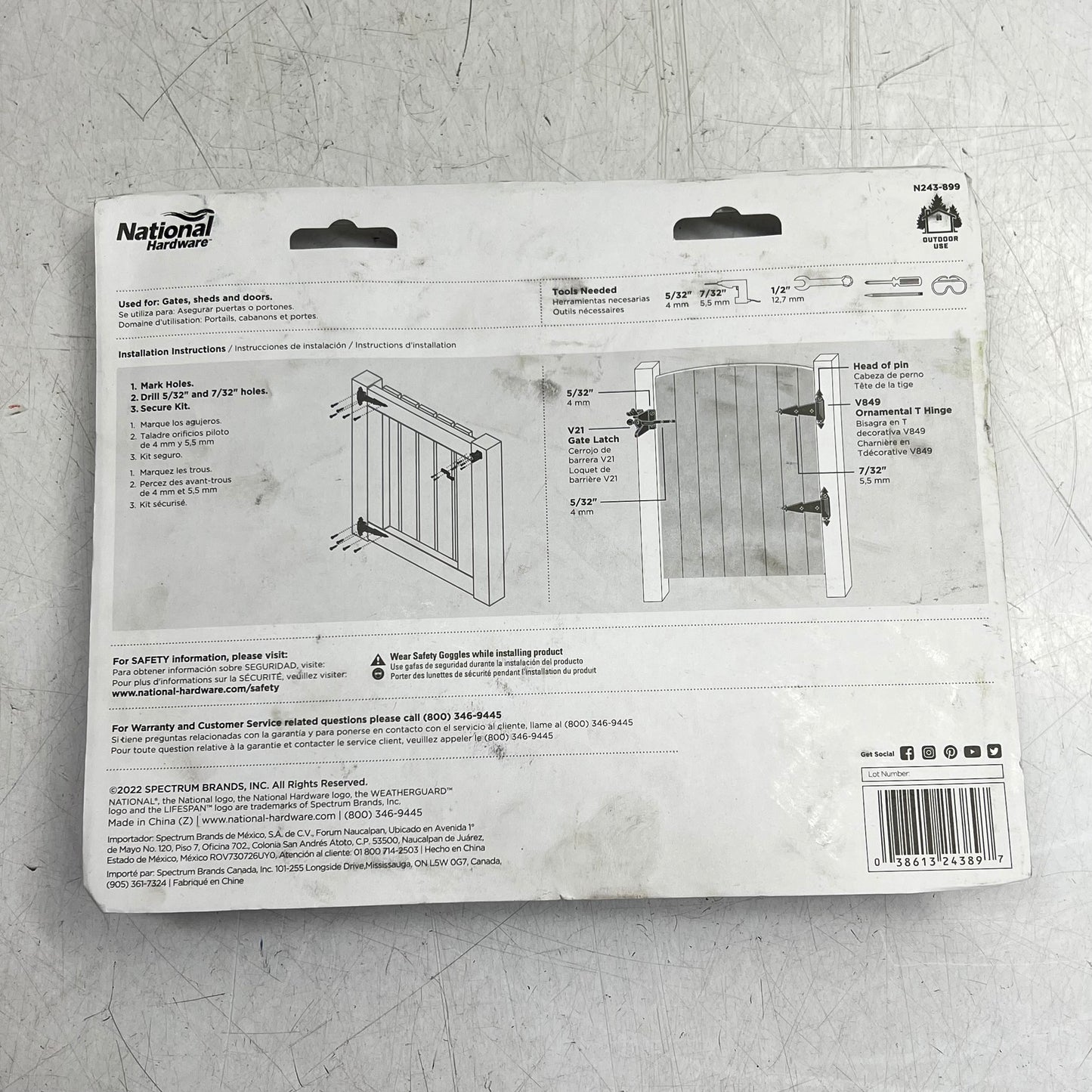 NATIONAL HARDWARE Heavy Gauge Steel Gate Kit Surface Applications Black N243-899