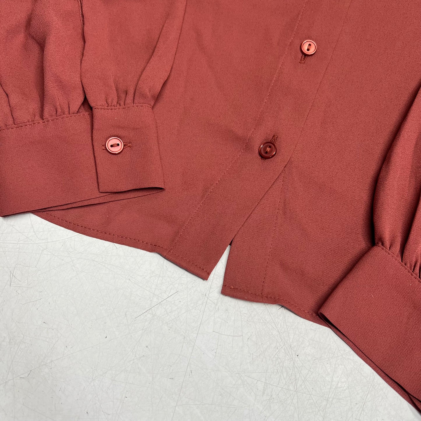 RW & CO Silky Long Sleeve Buttoned Down Blouse  Women's Sz S  Apple Butter