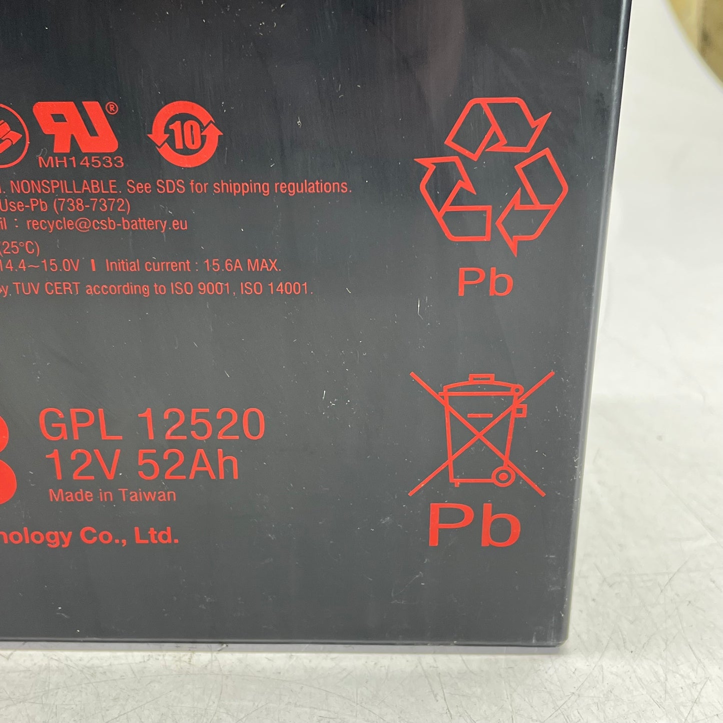 CSB Sealed Lead Acid Battery for Thomas & Betts Emiu-1000-4ld 12V 52Ah GPL 12520