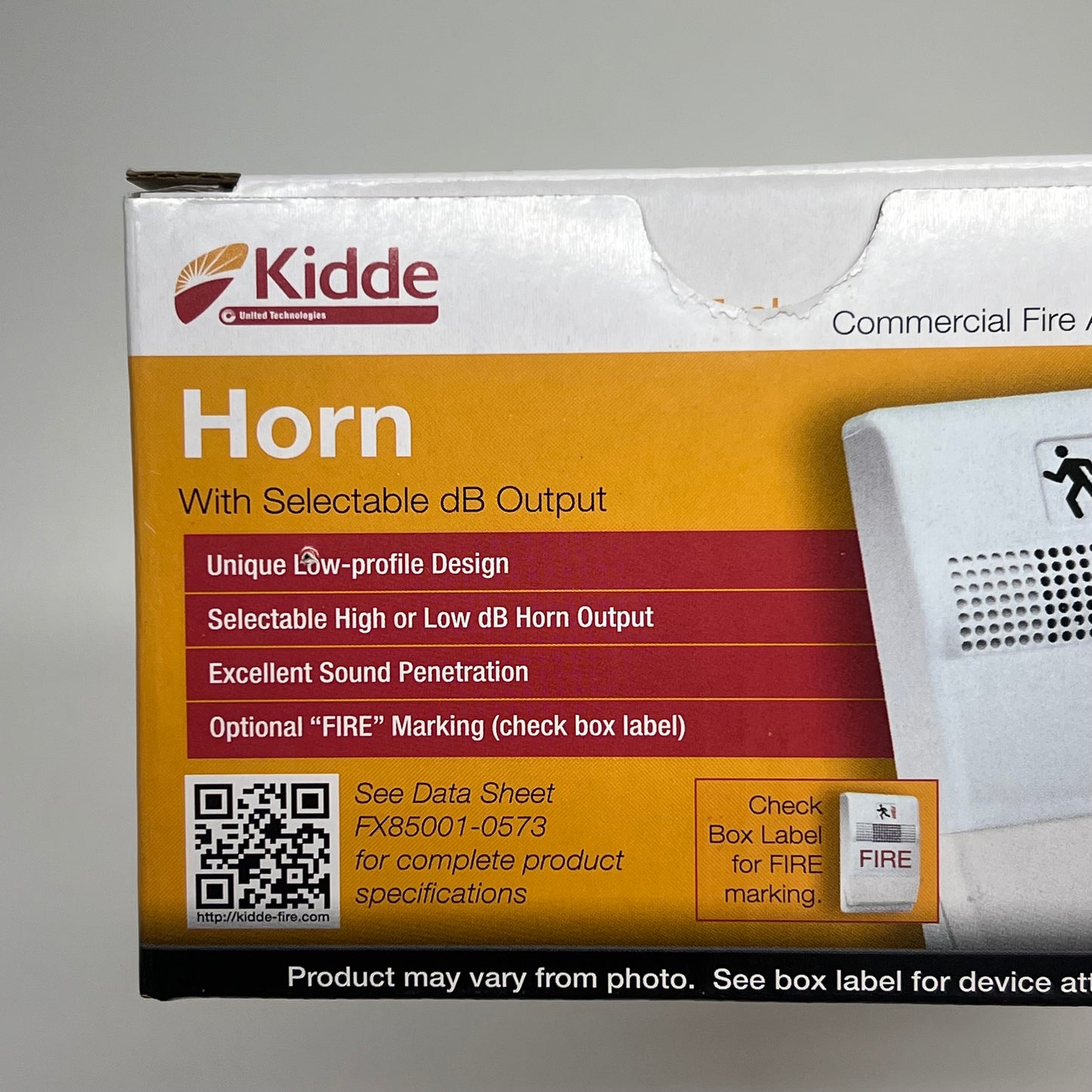 KIDDIE  Genesis Horn Low Profile Design Line Of Fire Alarm 4.5"x3" White EG1F-P