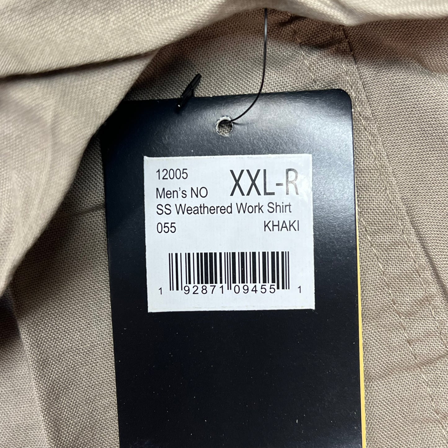 NOBLE OUTFITTERS Short Sleeve Weathered Work Shirt Men's Sz XXL-R Khaki 12005