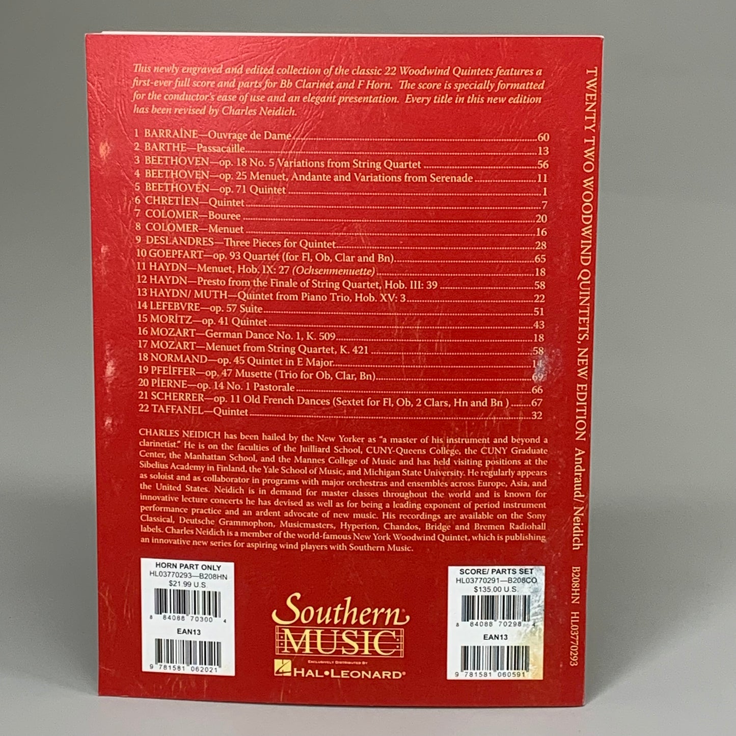 SOUTHERN MUSIC (5 PACK!) Twenty Two Woodwind Quintets New Edition Red AS-IS