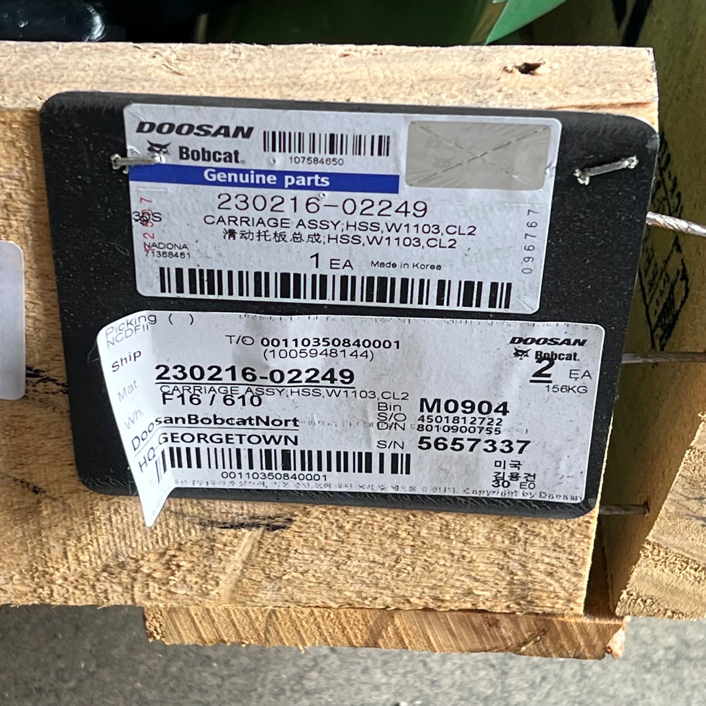 BOBCAT Genuine Oem Part Forklift Carriage Assembly  Black 230216-02249