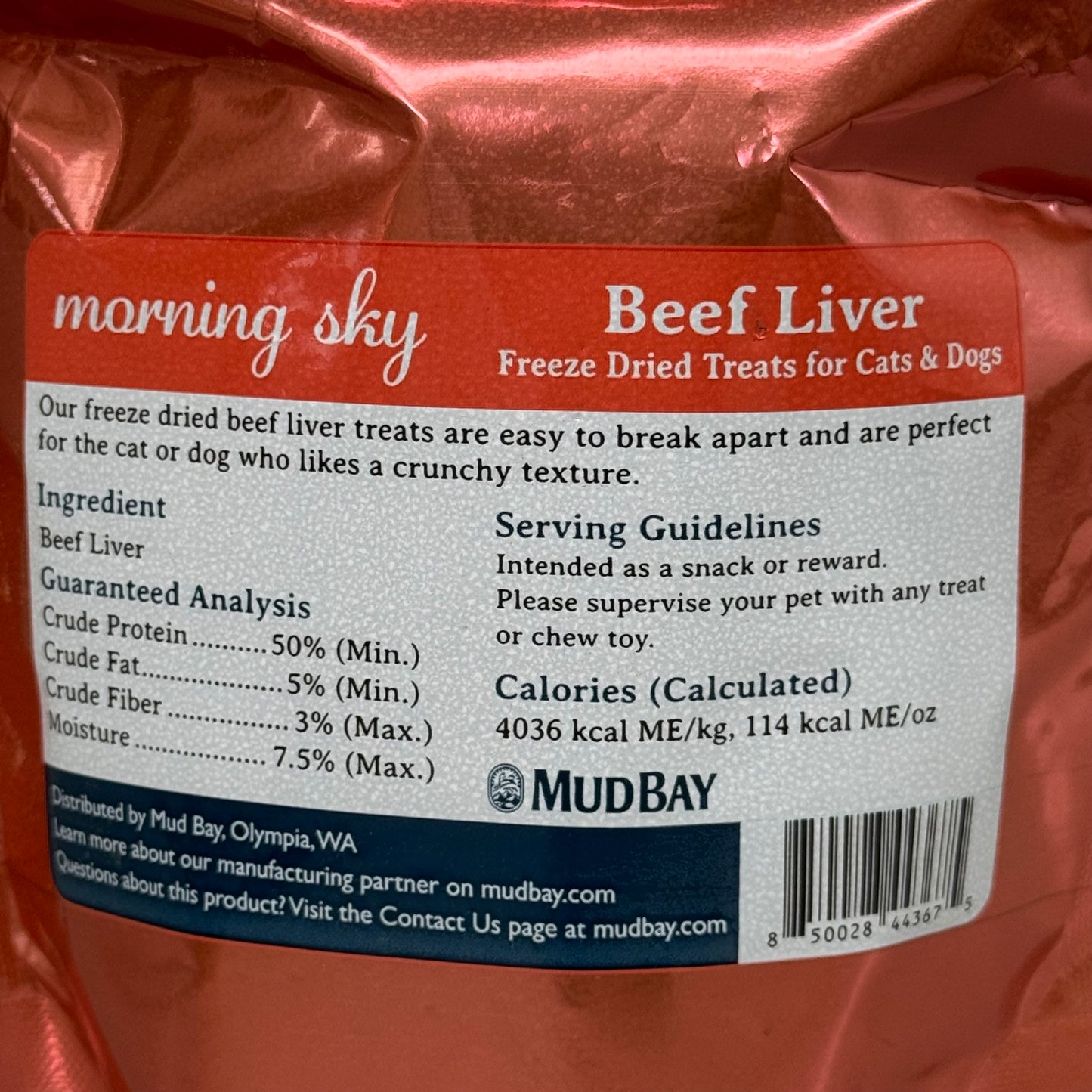 MORNING SKY (2 PACK)Freeze Dried Beef Liver Treats for Cats & Dogs 4oz BB 08/26