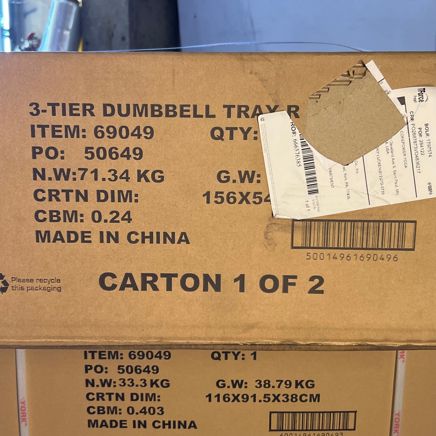 York Barbell 3 Tier Dumbbell Tray Rack 57" L x 33.5" W x 34.5" H Black 69049
