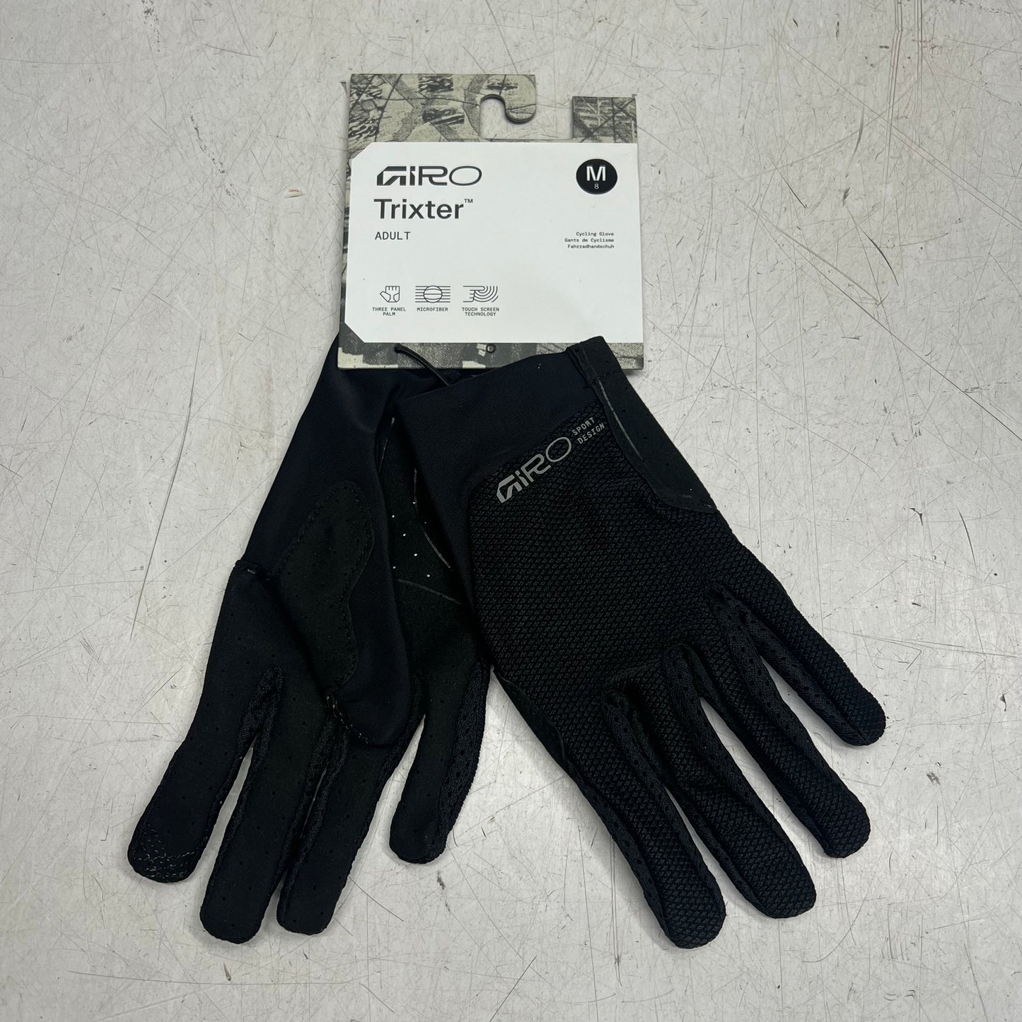 GIRO Trixter Glove Lightweight Instachill Fabric Unisex Sz M Black 7200323