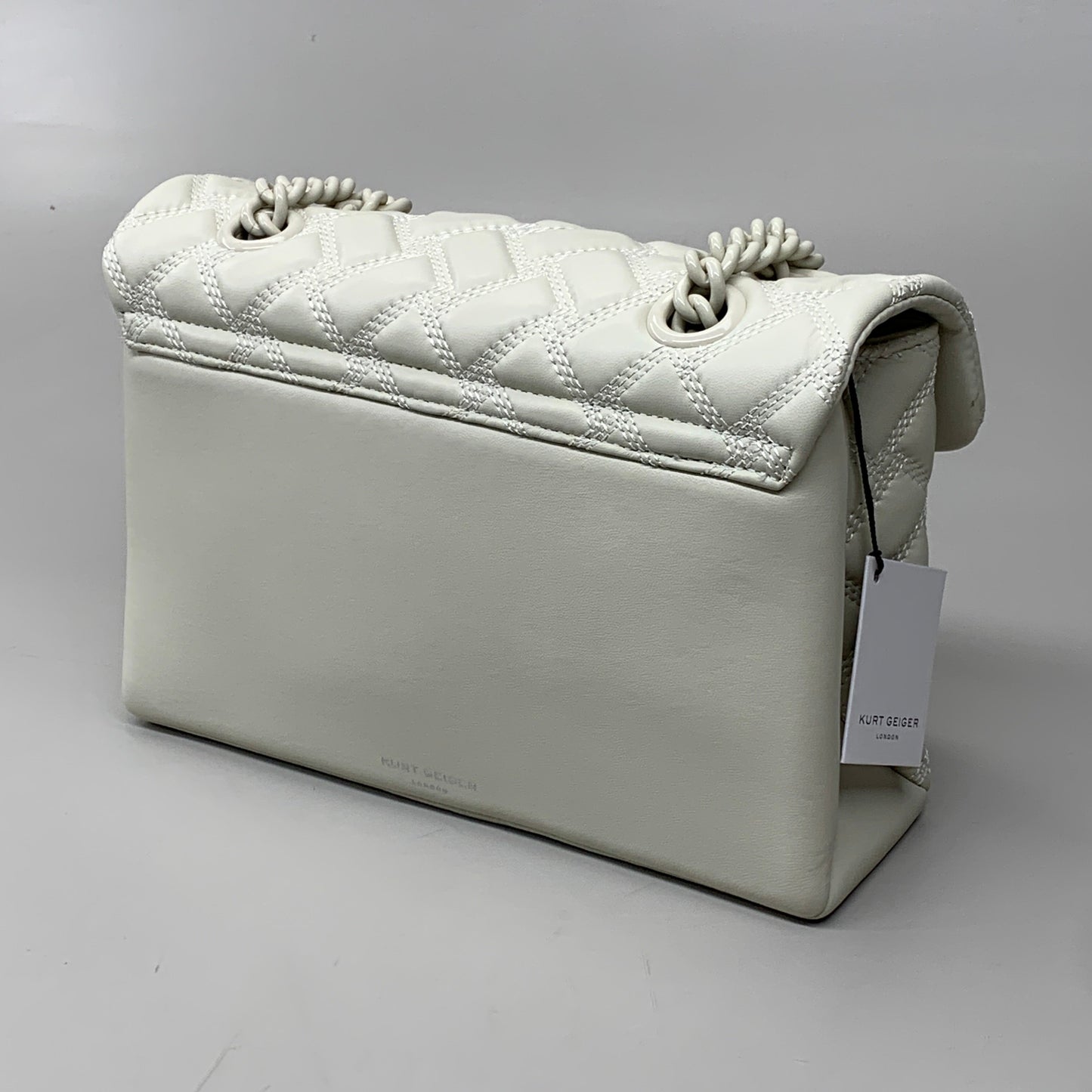 KURT GEIGER Kensington Leather Drench Bag 10.5" x 8.5" Bone 7387500109