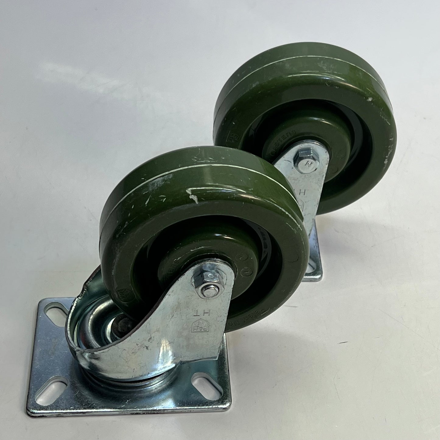 P&H CASTERS (2 PACK) SS Caster Epoxy Hi-Temp Wheel 3.125x4.125 Top Plate Green