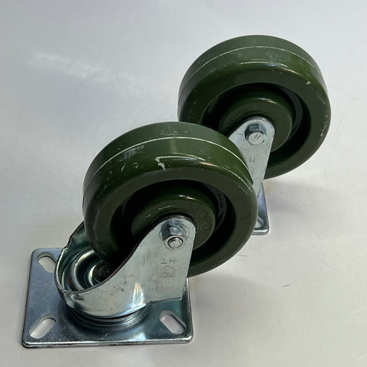 P&H CASTERS (2 PACK) SS Caster Epoxy Hi-Temp Wheel 3.125x4.125 Top Plate Green