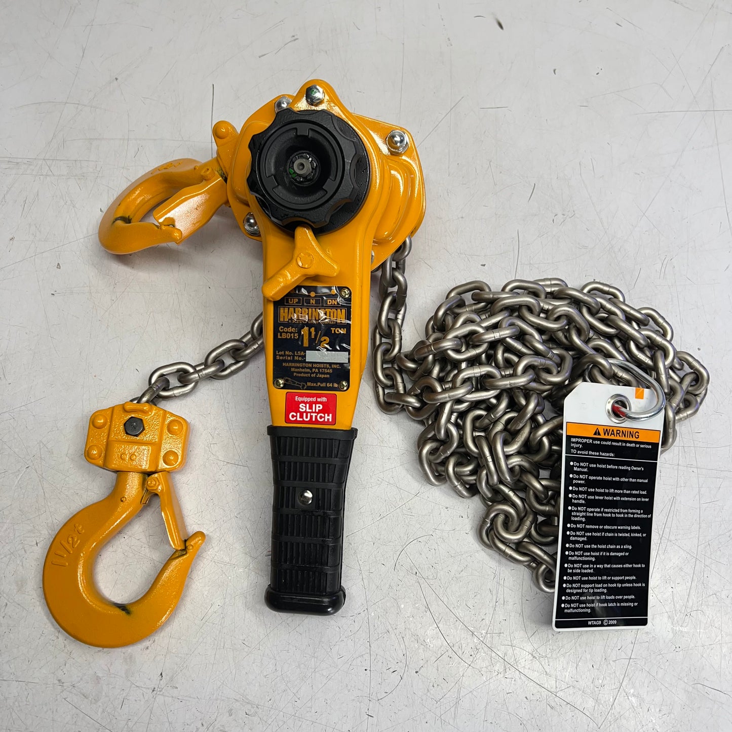 HARRINGTON 1 1/2 ton Nickel Plated Chain Die-Cast Lever Hoist L5LB015-SC-10
