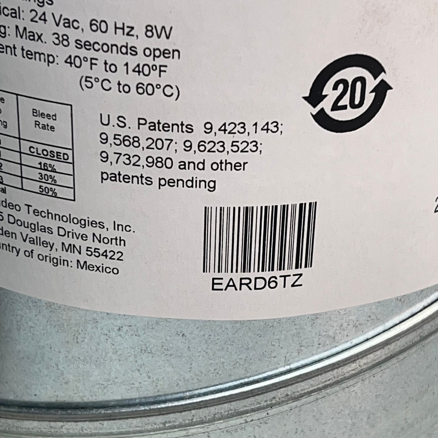 HONEYWELL Steel TrueZONE Motorized Fresh Air Damper 6" 24V Chrome EARD6TZ