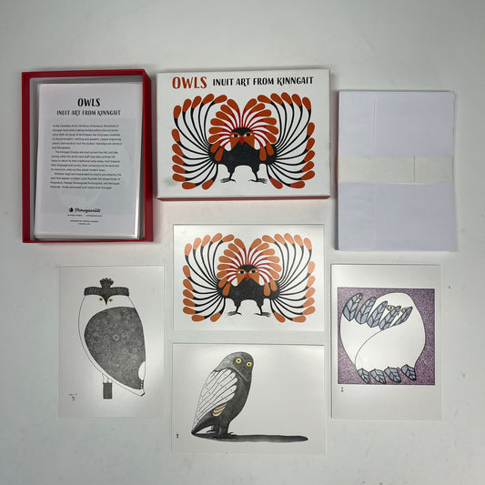 POMEGRANATE (20 PACK) Owls Inuit Art From Kinngait Notecards W/ Envelopes 4x6"
