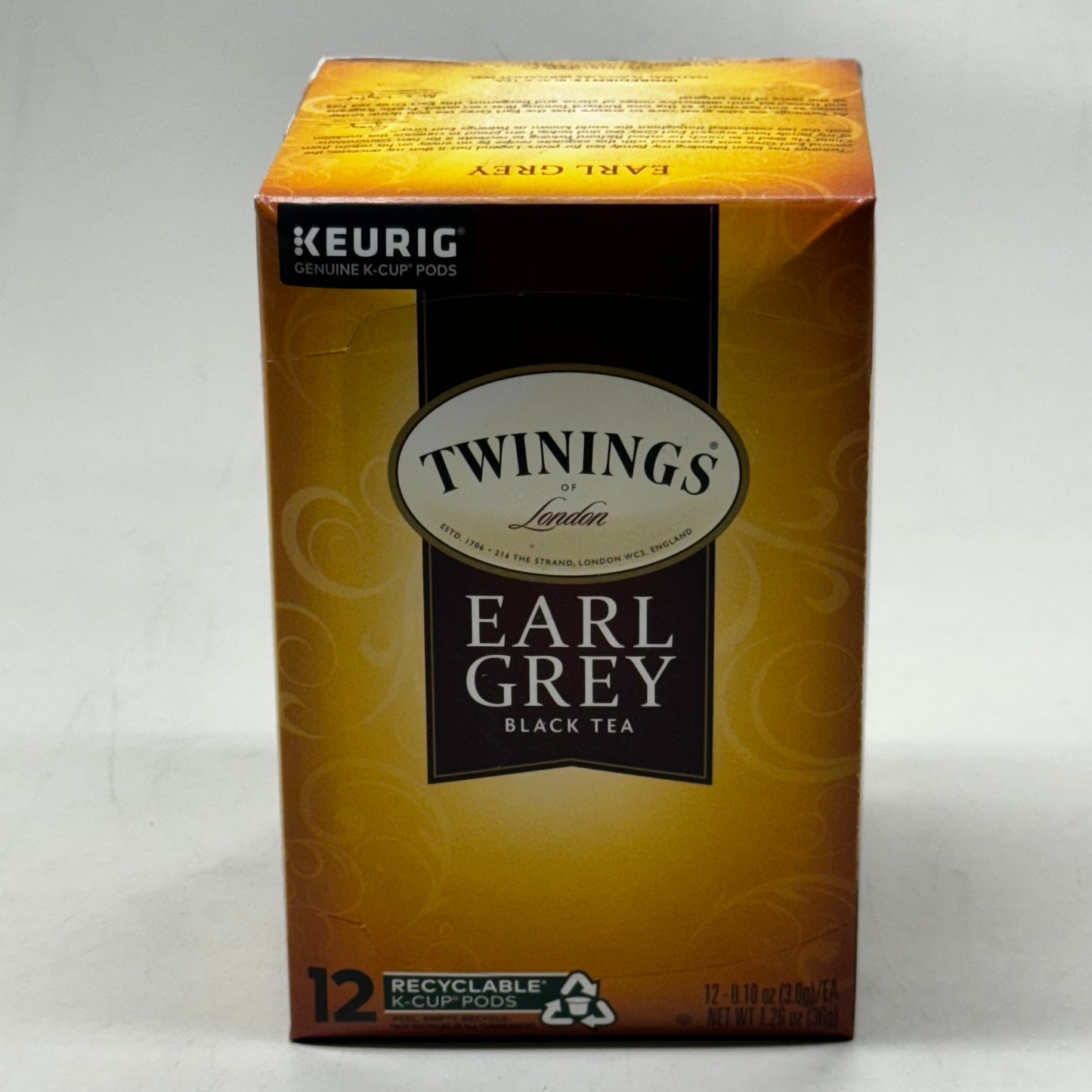 TWININGS of London (2 PACK, 12 Bags Each) EARL GREY Black Tea K-Cup Pods 1.26 oz Each