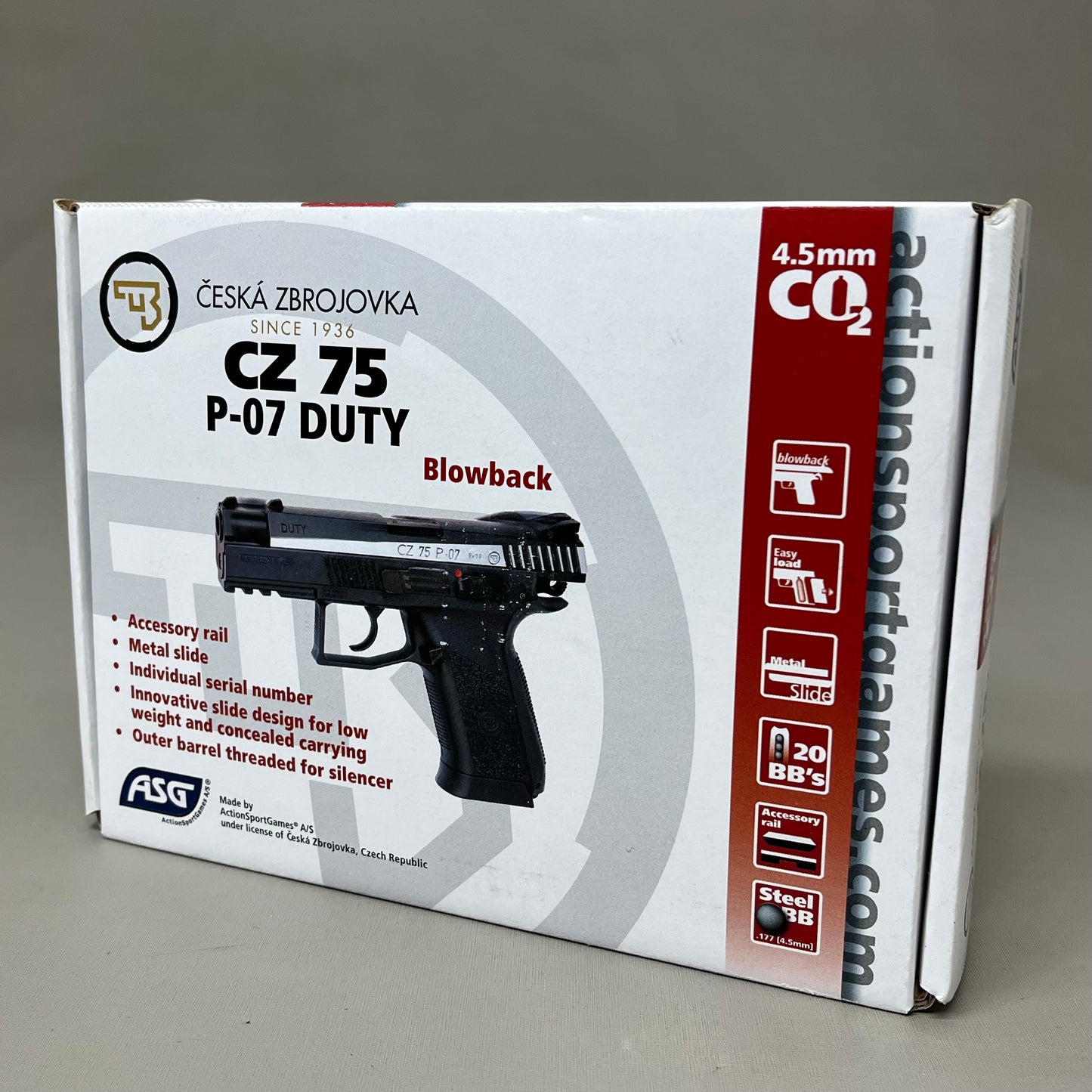 Z@ ASG Česká Zbrojovka Air Gun Gun Blowback Replica Steel BB CZ75 P-07 DUTY 16533