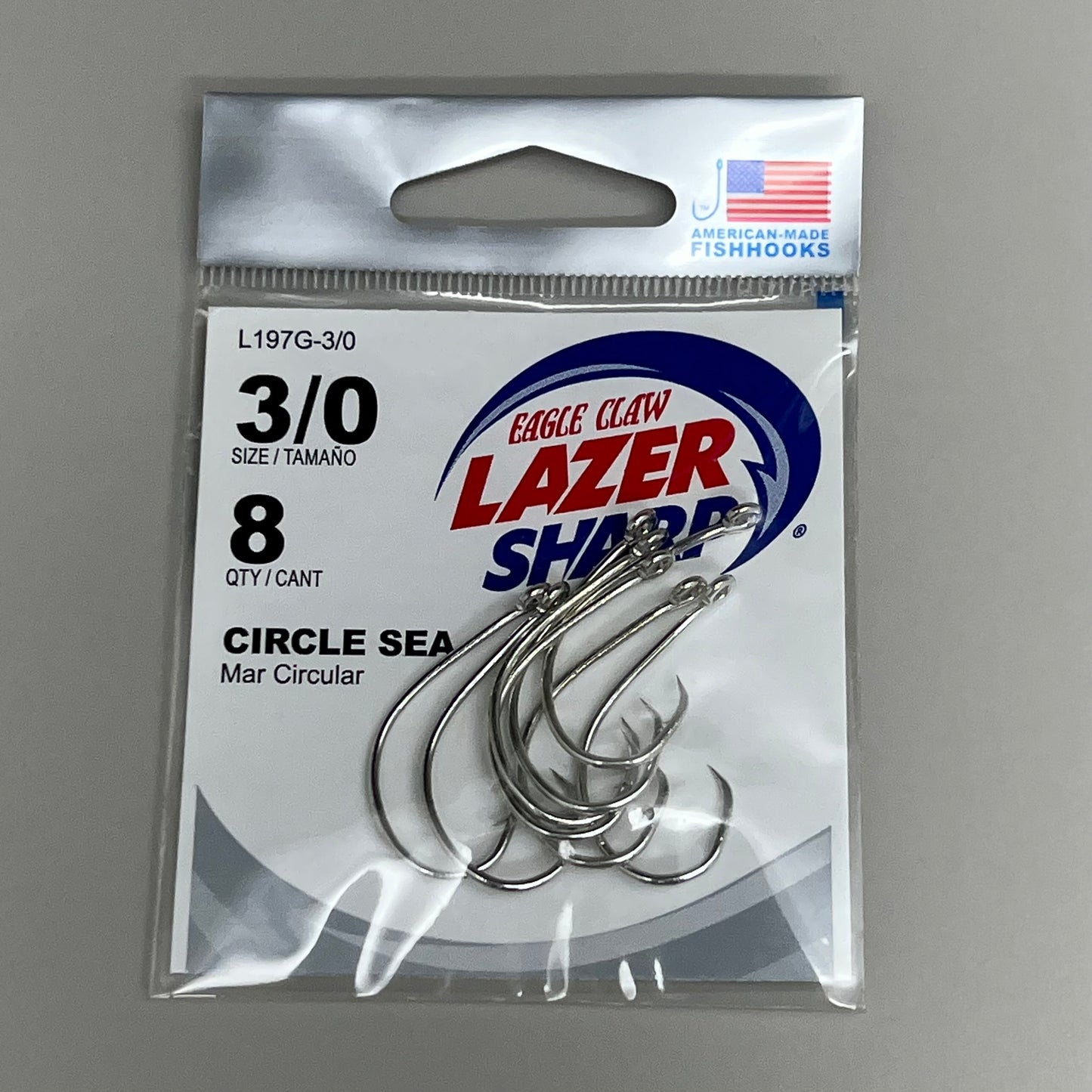 EAGLE CLAW (5 PACK) Circle Sea Freshwater & Saltwater Chrome #3/0 8pc L197G-3/0