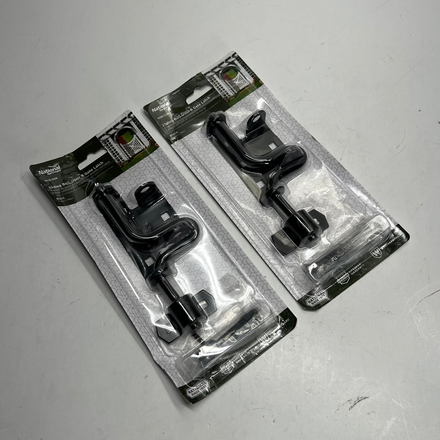 NATIONAL HARDWARE (2 PACK) Sliding Bolt Door & Gate Latch Black N165-506