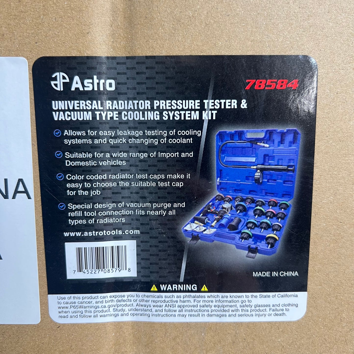 ASTRO PNEUMATIC Uni Radiator Pressure Tester & Vacuum Type Cooling Kit 78584