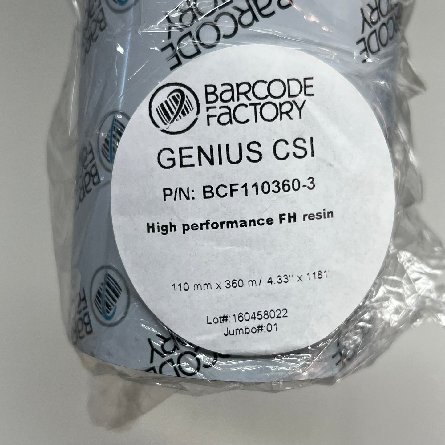 BARCODE FACTORY (12 ROLLS) Thermal Resin Ribbon 4.33 x 1181ft Black BCF110360-3