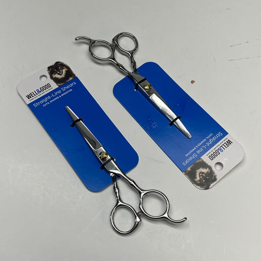 ZA@ WELL & GOOD (2 PACK) Straight Line Shears Cuts, Shapes & Smooths for Dogs  Silver 3495811