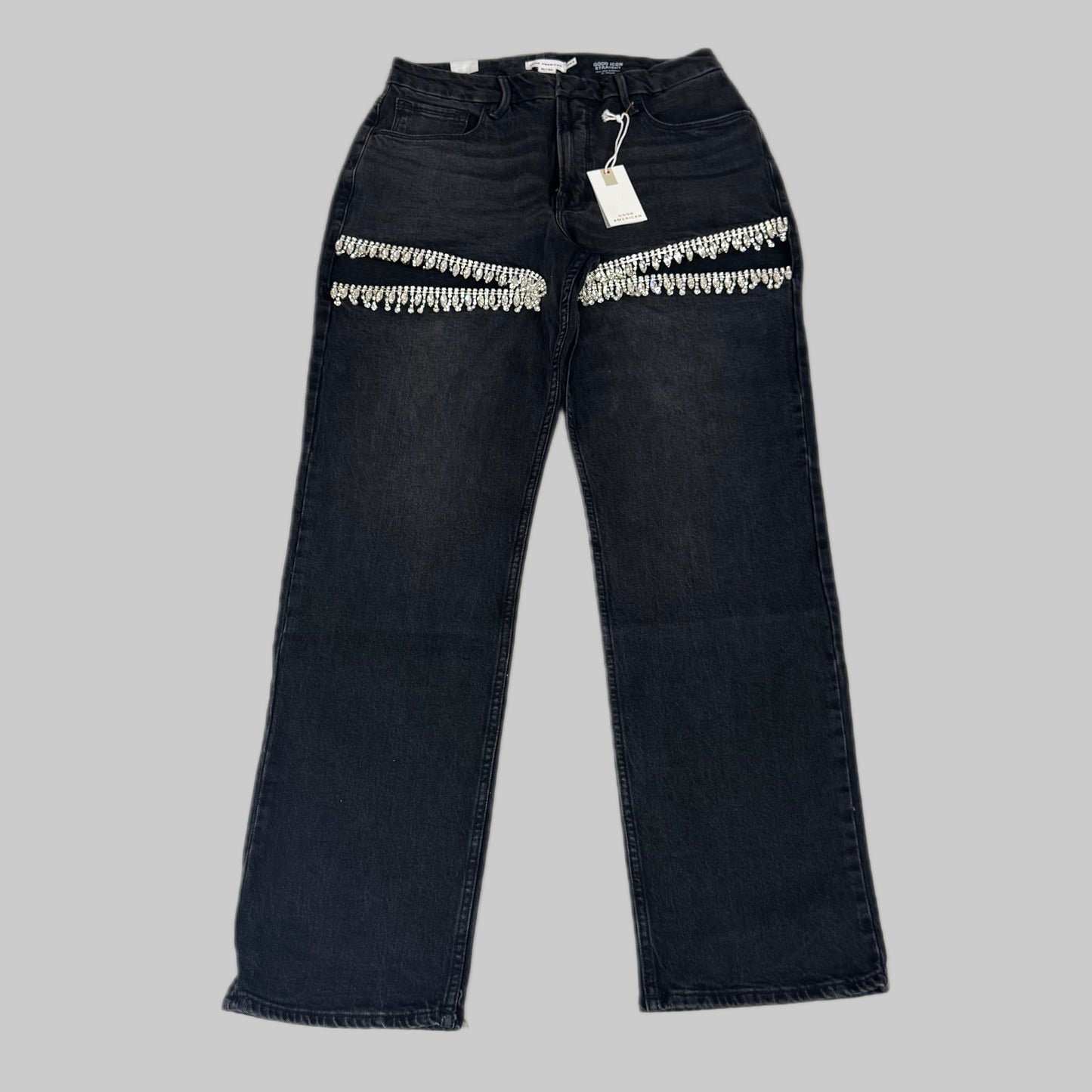 GOOD AMERICAN Good Icon Straight Jeans Women's Sz 10 Black376 GDS150B