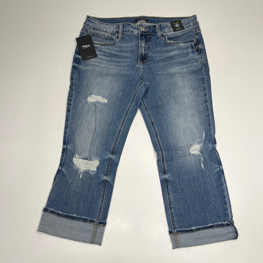 SILVER JEANS CO Suki Curvy Fit Mid Rise Capri Women's Sz 33/23.5 Light Wash