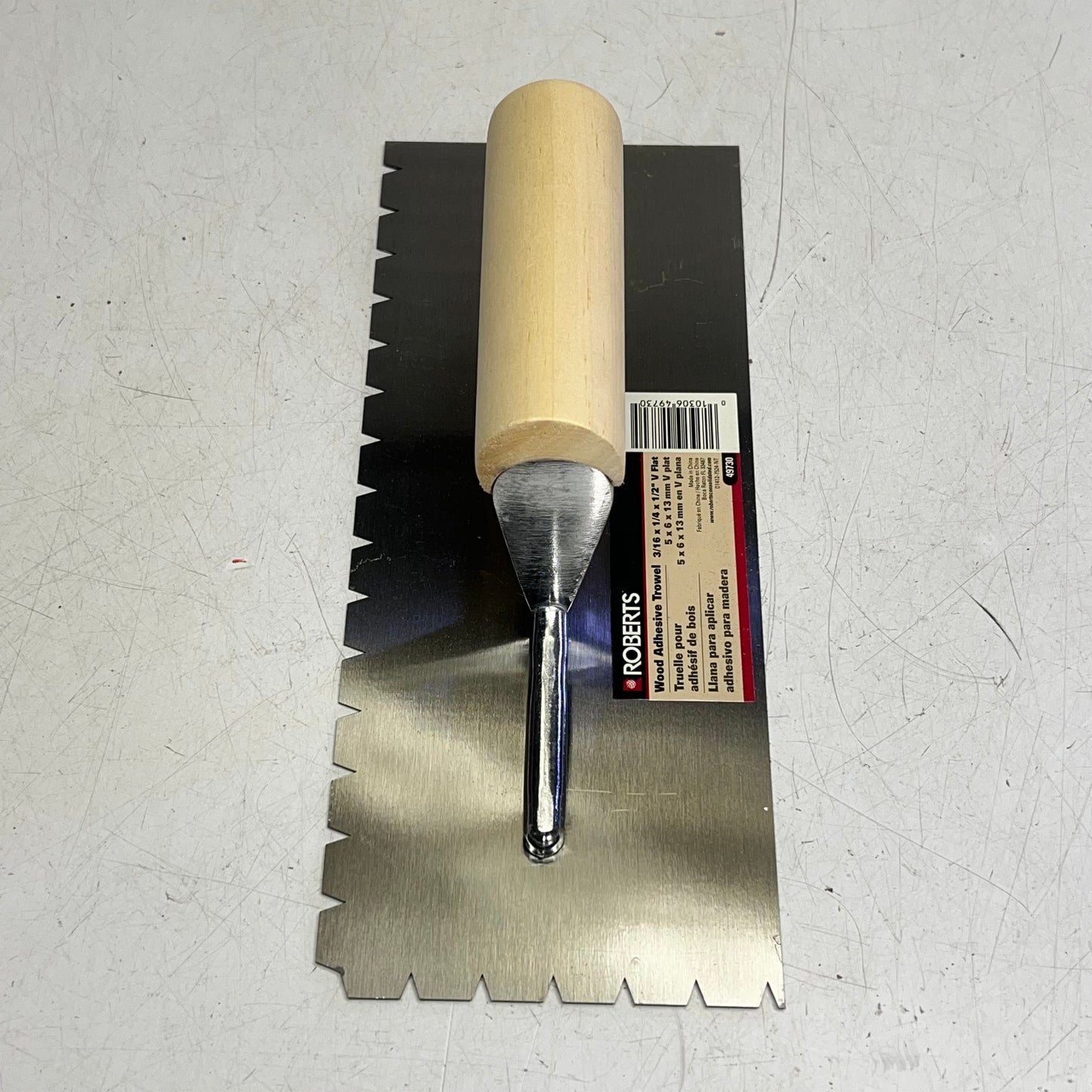 ZA@ ROBERTS  Wood Adhesive Trowel 3/16 x 1/4 x 1/2" V Flat Tan 49730
