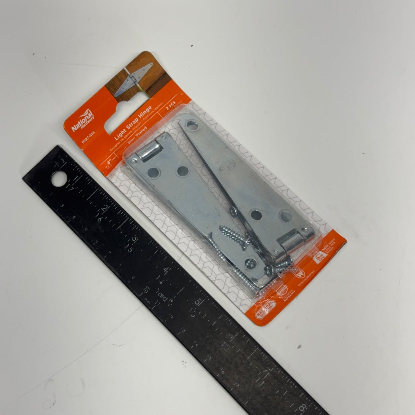 NATIONAL HARDWARE Light Strap Hinge Sz 4", Grey N127-514