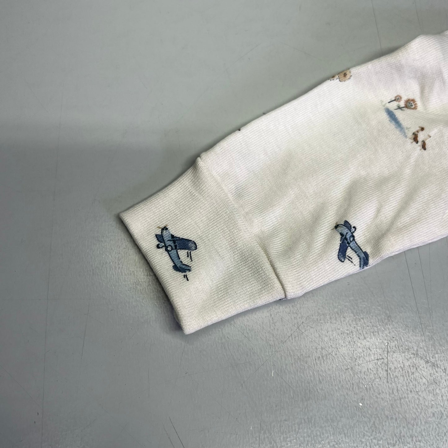 CARTERS (SET OF 2) Soft Farmhouse Pattern Onesie Baby Boy's Sz 3M Blue/White